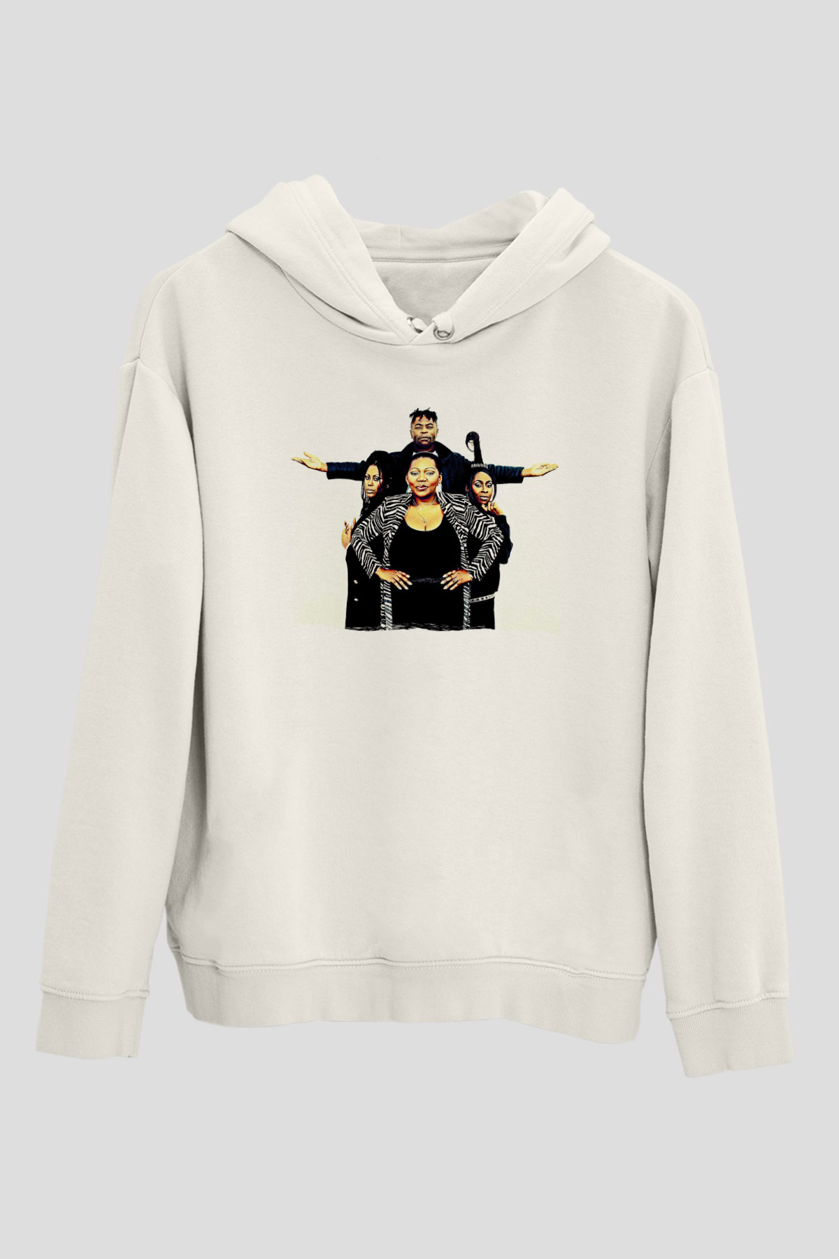 Boney M Baskılı Beyaz Unisex Kapüşonlu Sweatshirt
