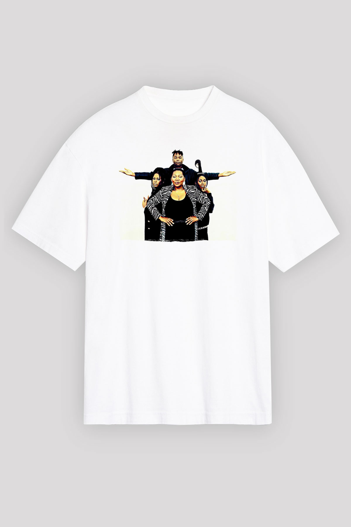 Boney M Baskılı Beyaz Unisex Oversize Tişört - Tshirt