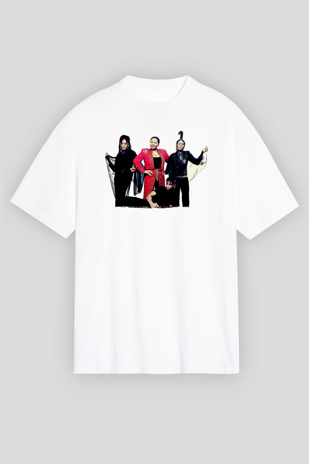 Boney M Baskılı Beyaz Unisex Oversize Tişört - Tshirt