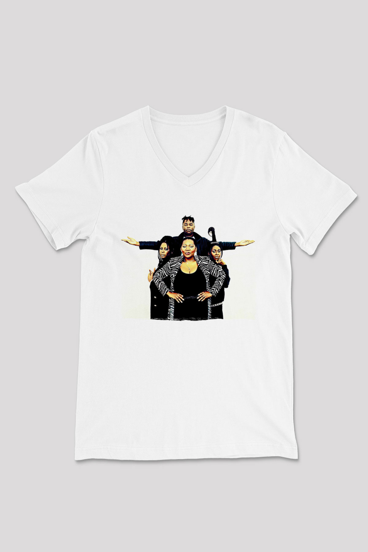 Boney M Baskılı Beyaz Unisex V Yaka Tişört - Tshirt
