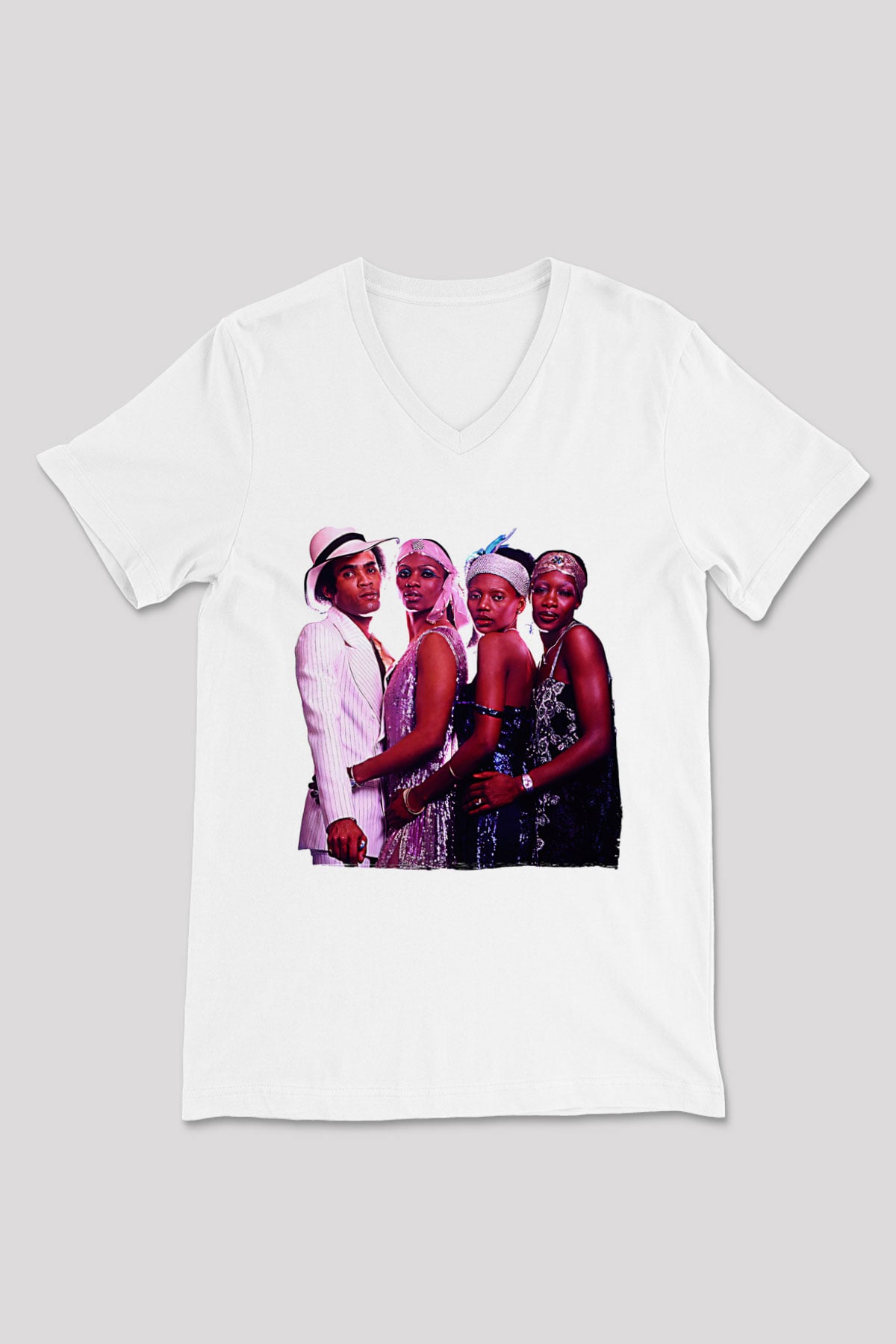 Boney M Baskılı Beyaz Unisex V Yaka Tişört - Tshirt