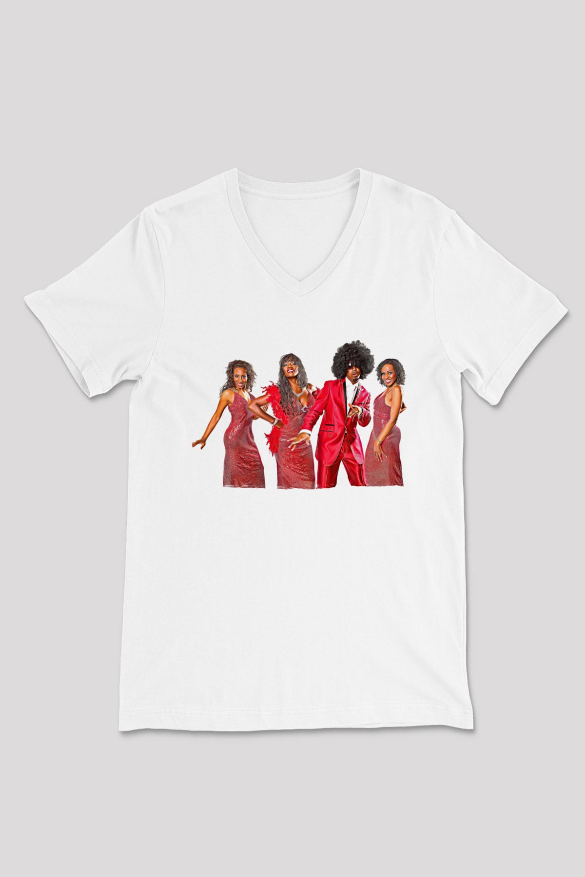 Boney M Baskılı Beyaz Unisex V Yaka Tişört - Tshirt