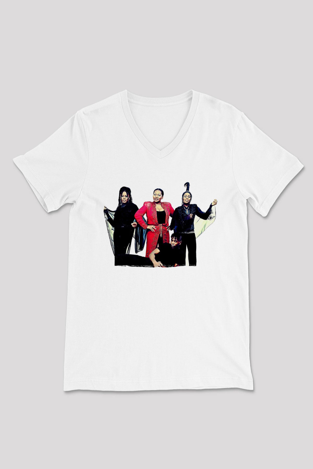 Boney M Baskılı Beyaz Unisex V Yaka Tişört - Tshirt