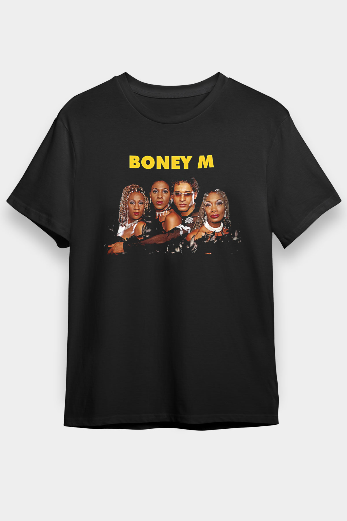 Boney M Baskılı Unisex Siyah Tişört - Tshirt