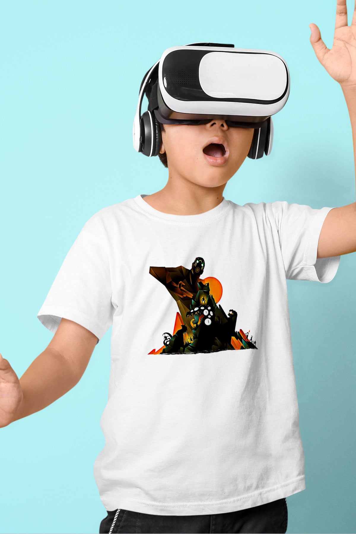 Borderlands Baskılı Beyaz Unisex Beyaz Çocuk Tişört - Tshirt