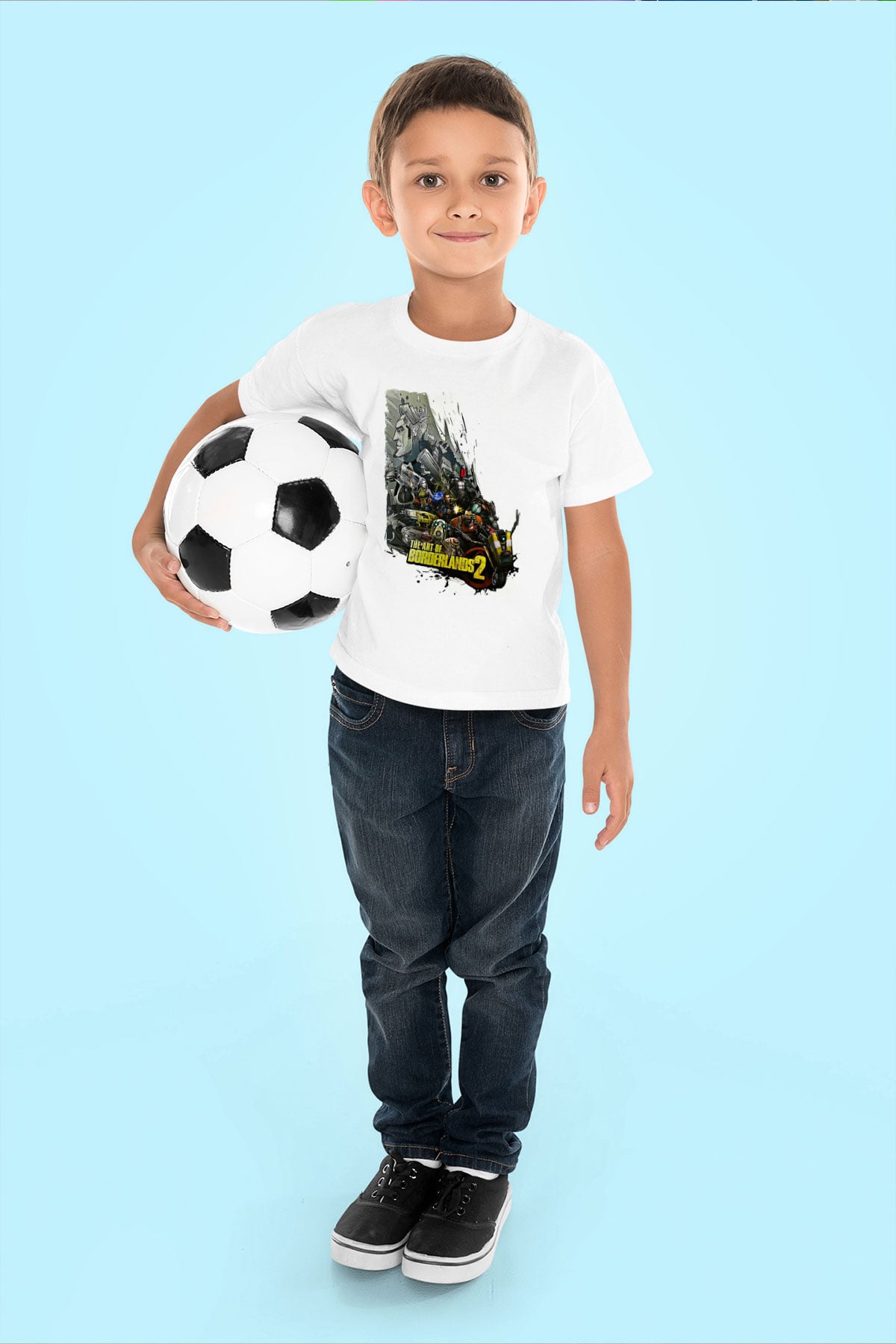 Borderlands Baskılı Beyaz Unisex Beyaz Çocuk Tişört - Tshirt