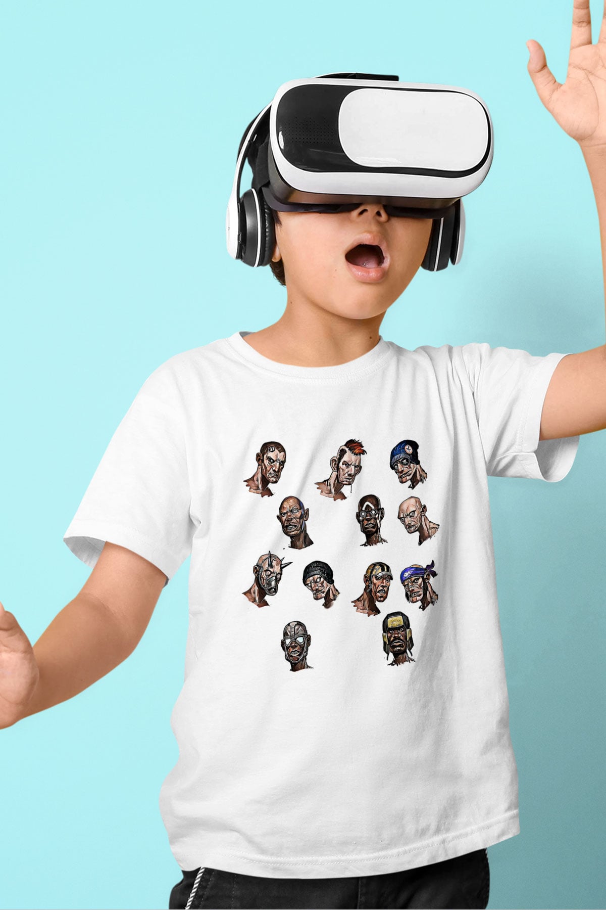 Borderlands Baskılı Beyaz Unisex Beyaz Çocuk Tişört - Tshirt