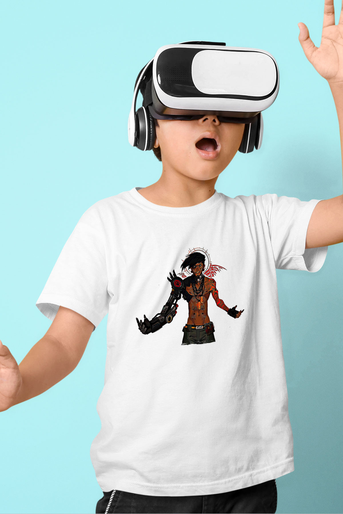 Borderlands Baskılı Beyaz Unisex Beyaz Çocuk Tişört - Tshirt