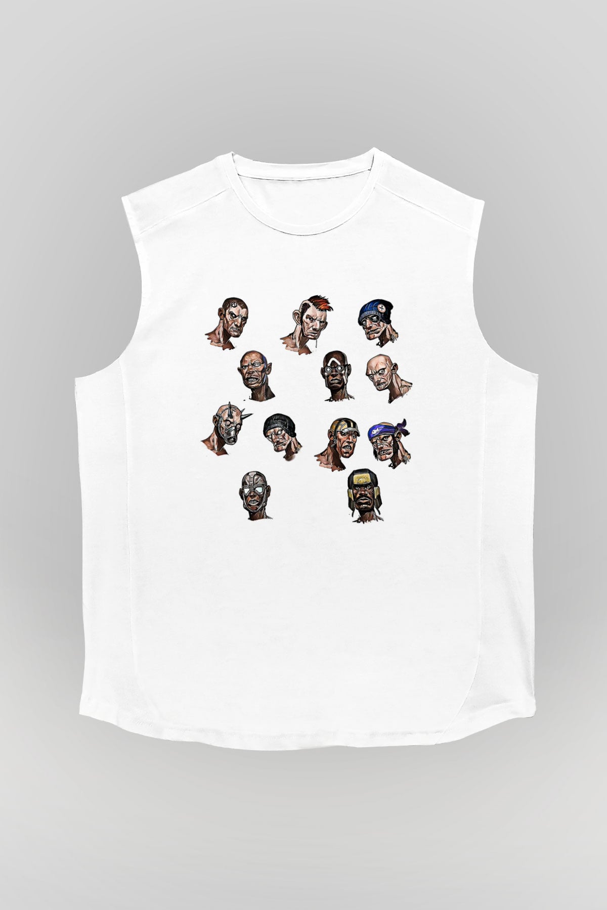 Borderlands Baskılı Beyaz Unisex Kolsuz Tişört - Tshirt
