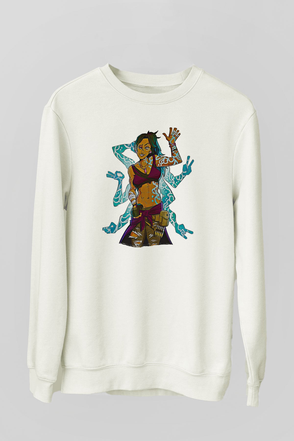 Borderlands Baskılı Beyaz Unisex Sweatshirt