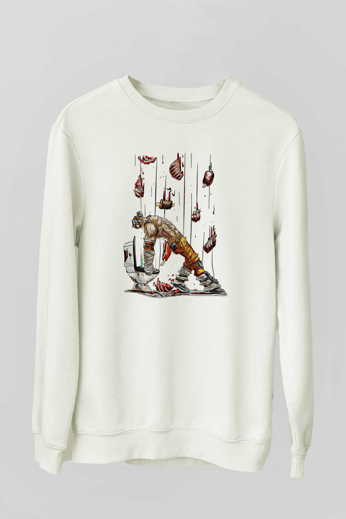 Borderlands Baskılı Beyaz Unisex Sweatshirt