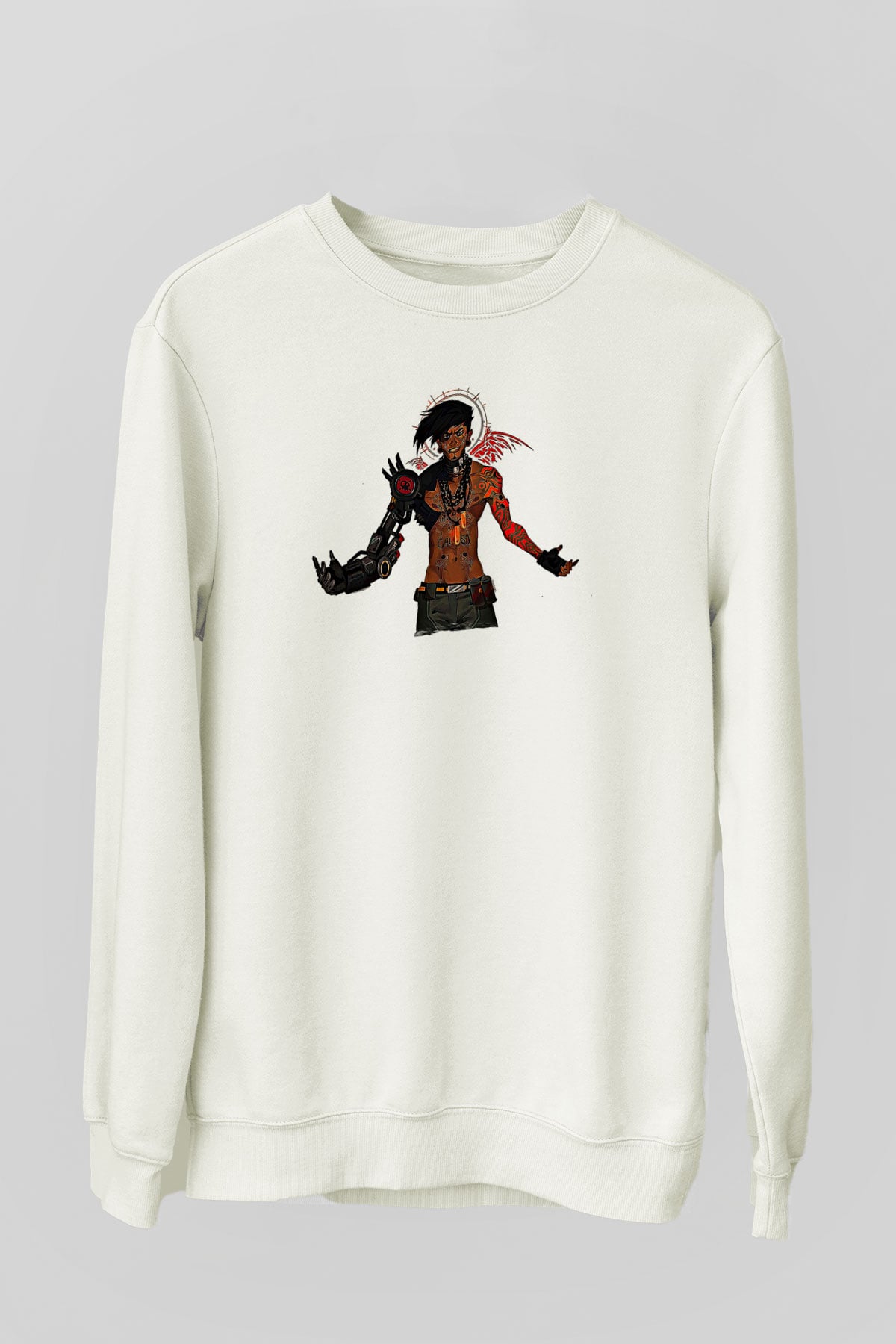 Borderlands Baskılı Beyaz Unisex Sweatshirt