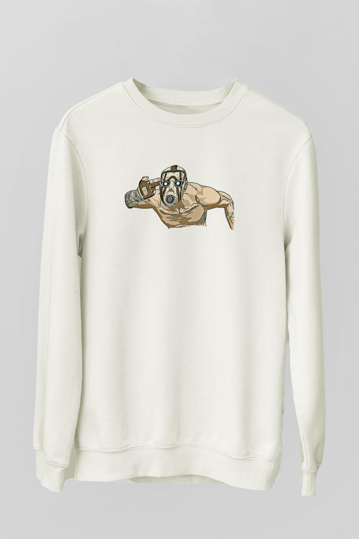 Borderlands Baskılı Beyaz Unisex Sweatshirt
