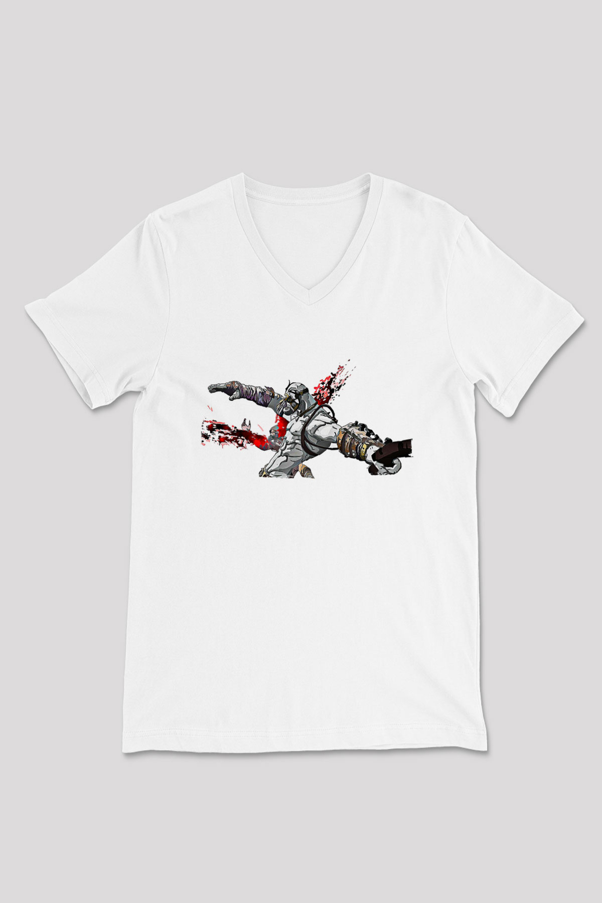 Borderlands Baskılı Beyaz Unisex V Yaka Tişört - Tshirt