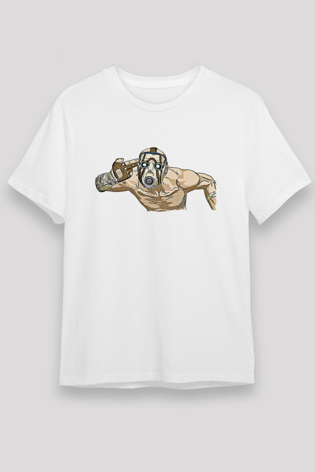Borderlands Baskılı Unisex Beyaz Tişört - Tshirt