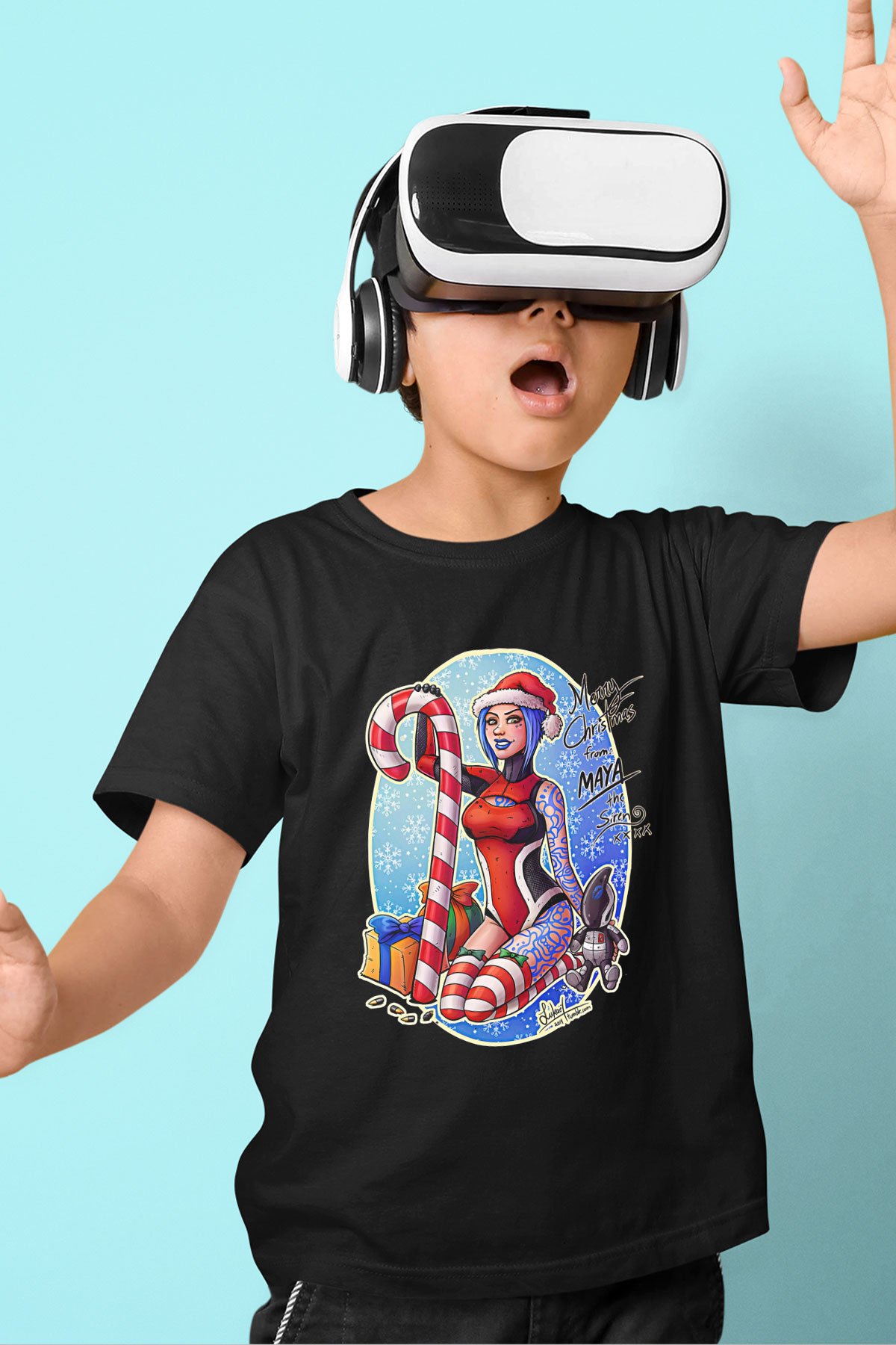 Borderlands Baskılı Unisex Siyah Çocuk Tişört - Tshirt