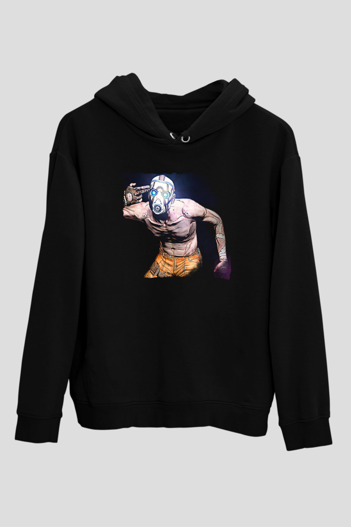 Borderlands Baskılı Unisex Siyah Kapüşonlu Sweatshirt