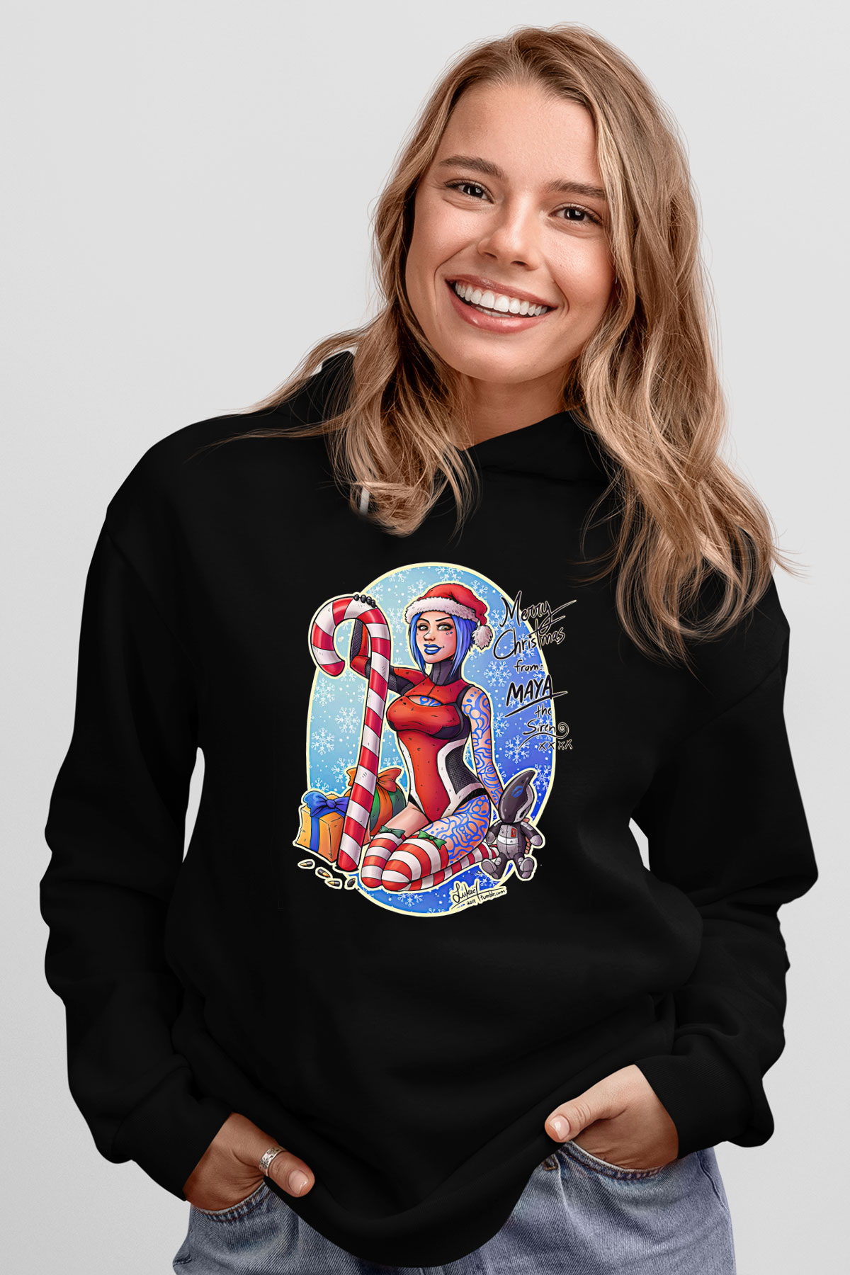 Borderlands Baskılı Unisex Siyah Kapüşonlu Sweatshirt