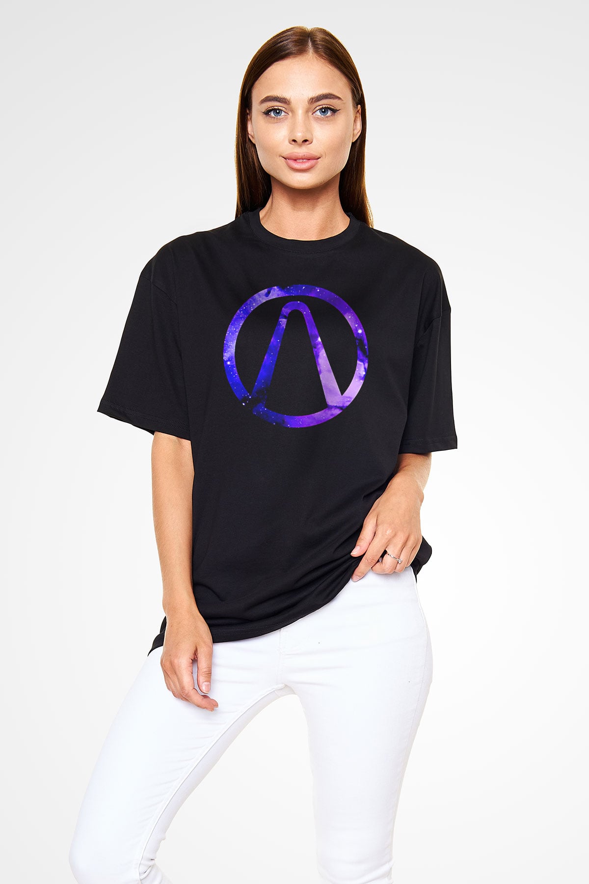 Borderlands Baskılı Unisex Siyah Oversize Tişört - Tshirt