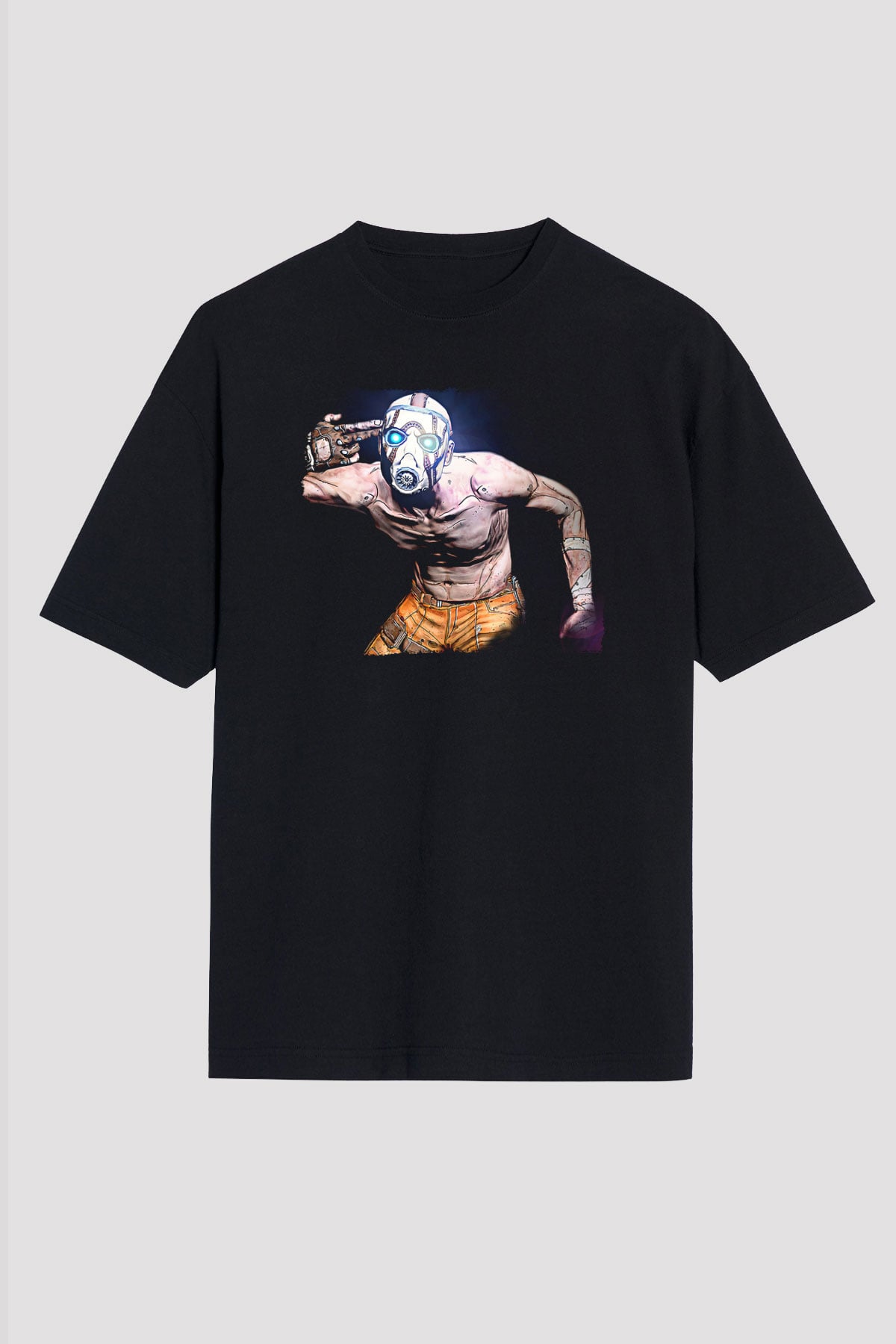 Borderlands Baskılı Unisex Siyah Oversize Tişört - Tshirt