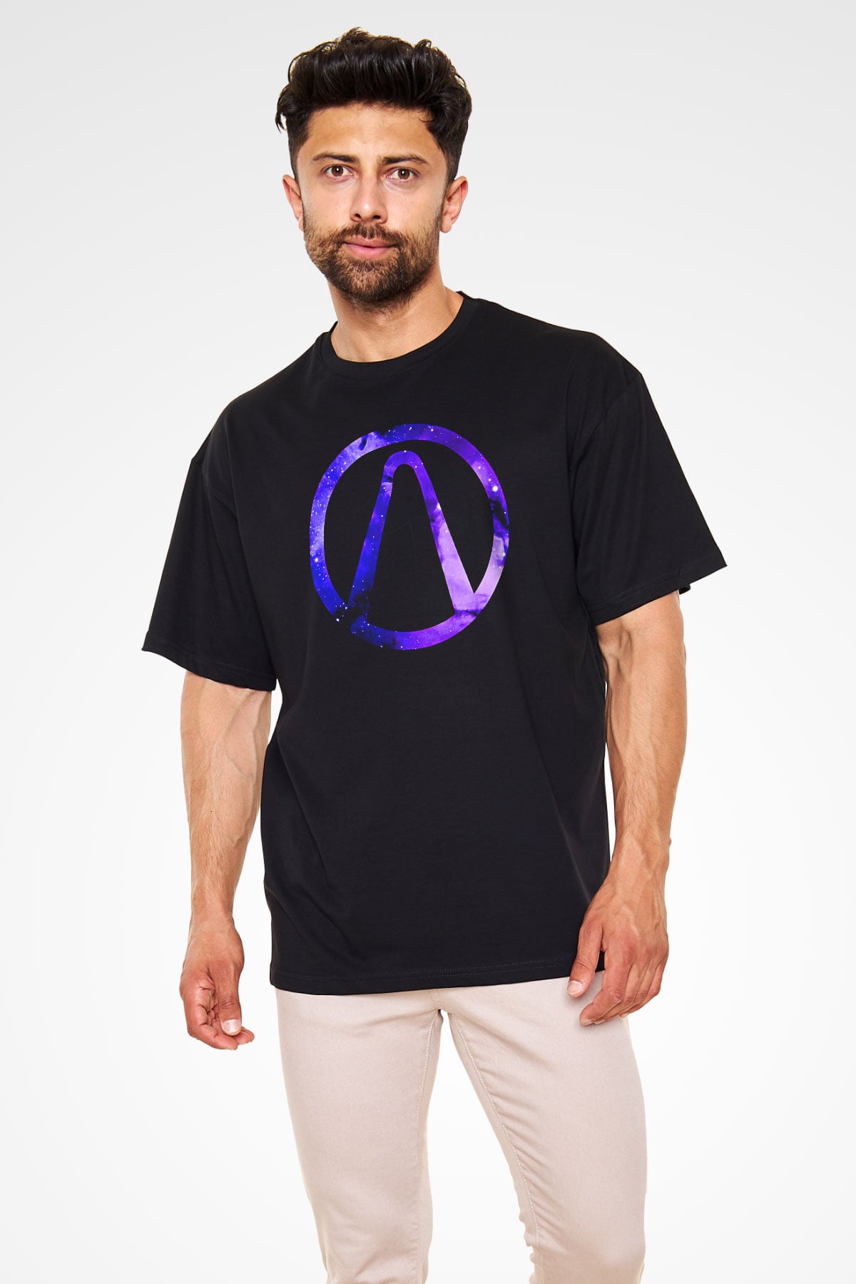 Borderlands Baskılı Unisex Siyah Oversize Tişört - Tshirt
