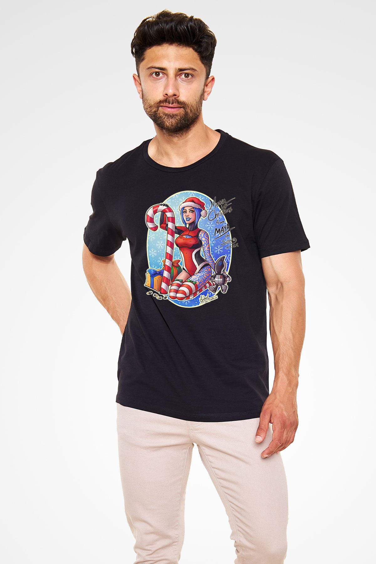Borderlands Baskılı Unisex Siyah Tişört - Tshirt