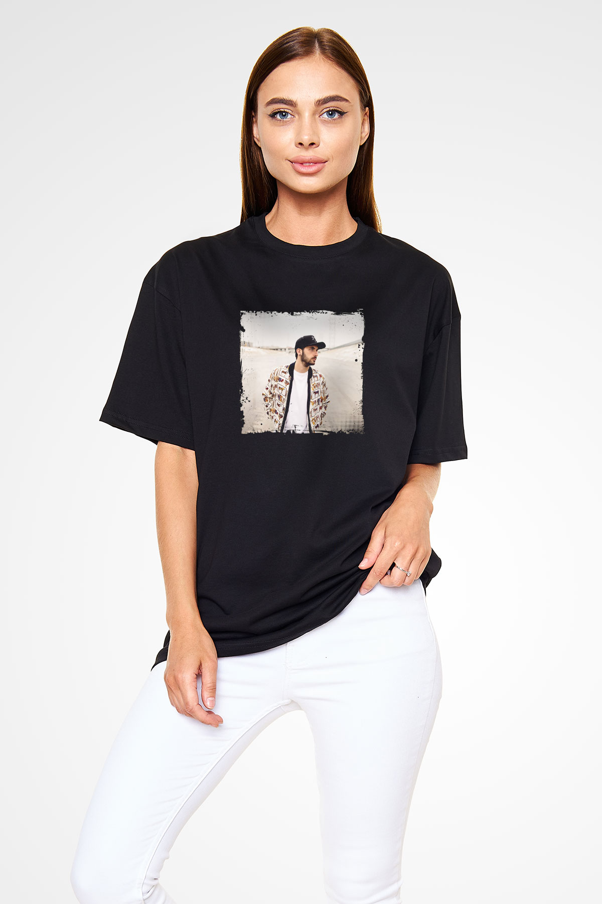 Borgore Baskılı Unisex Oversize Siyah Tişört