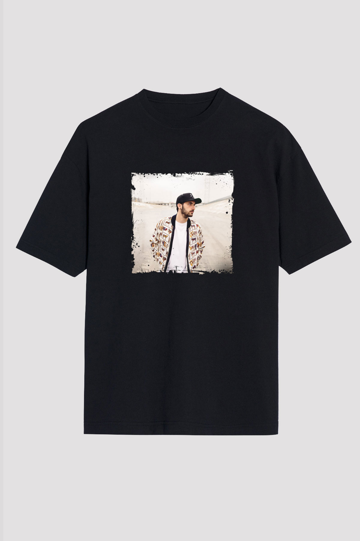 Borgore Baskılı Unisex Oversize Siyah Tişört