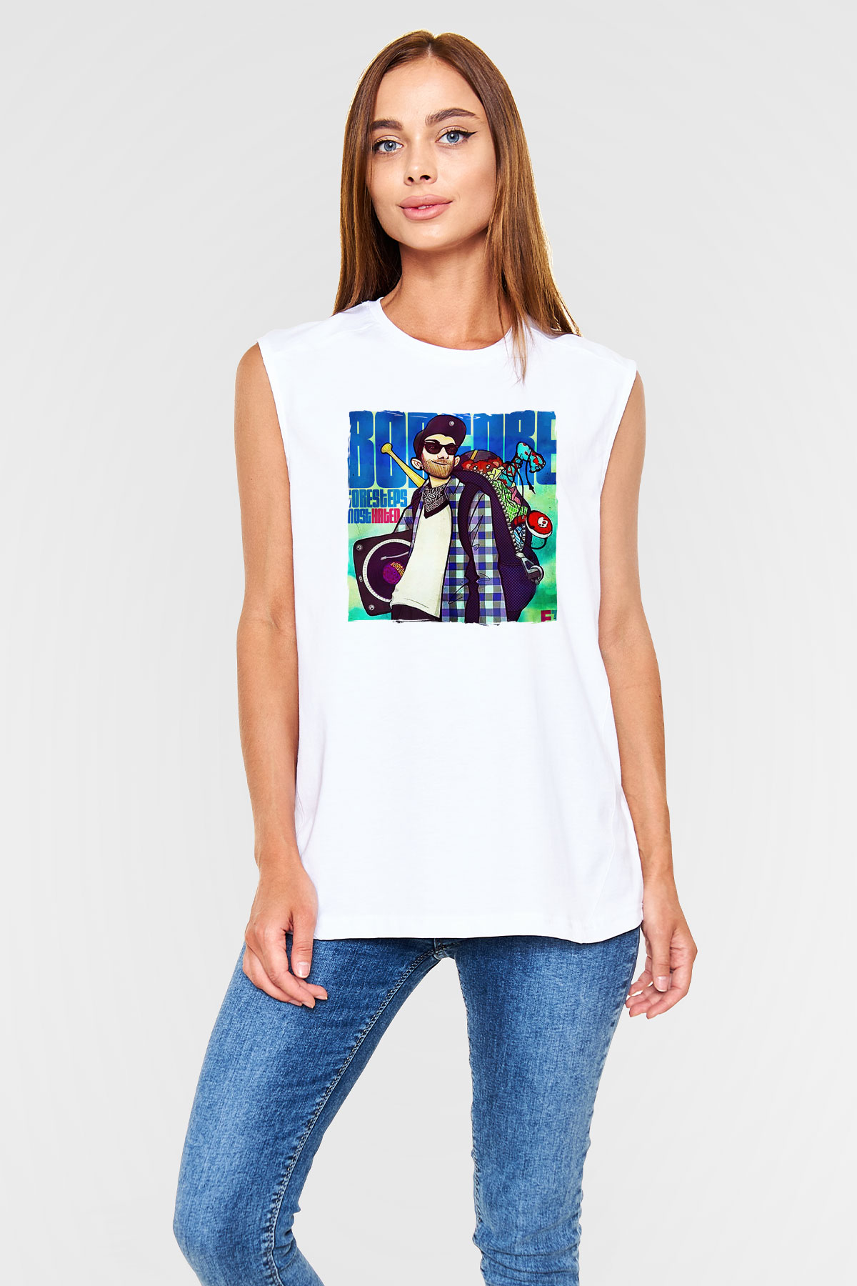 Borgore Beyaz Unisex Kolsuz Tişört
