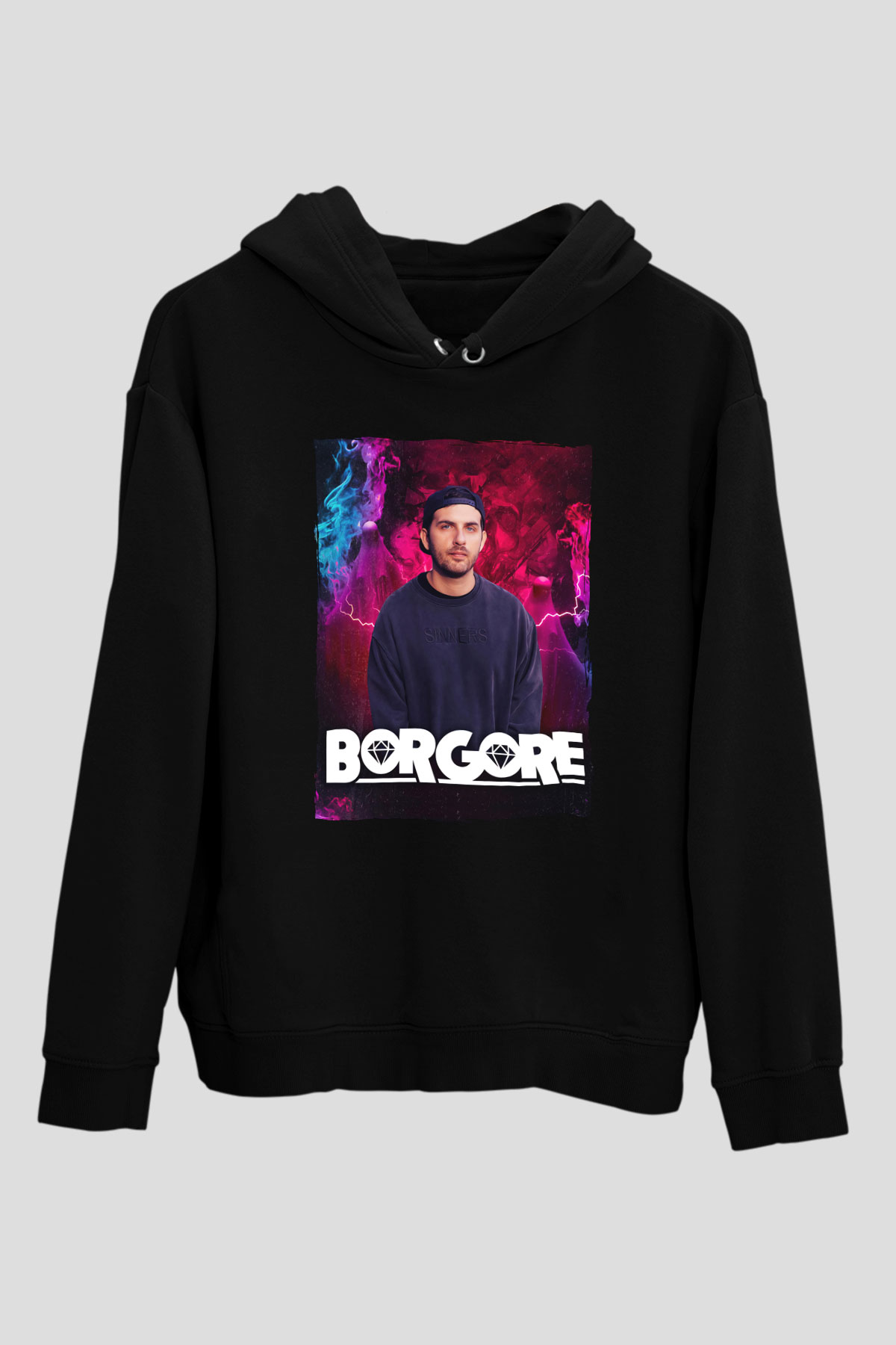 Borgore Siyah Unisex Kapüşonlu Sweatshirt