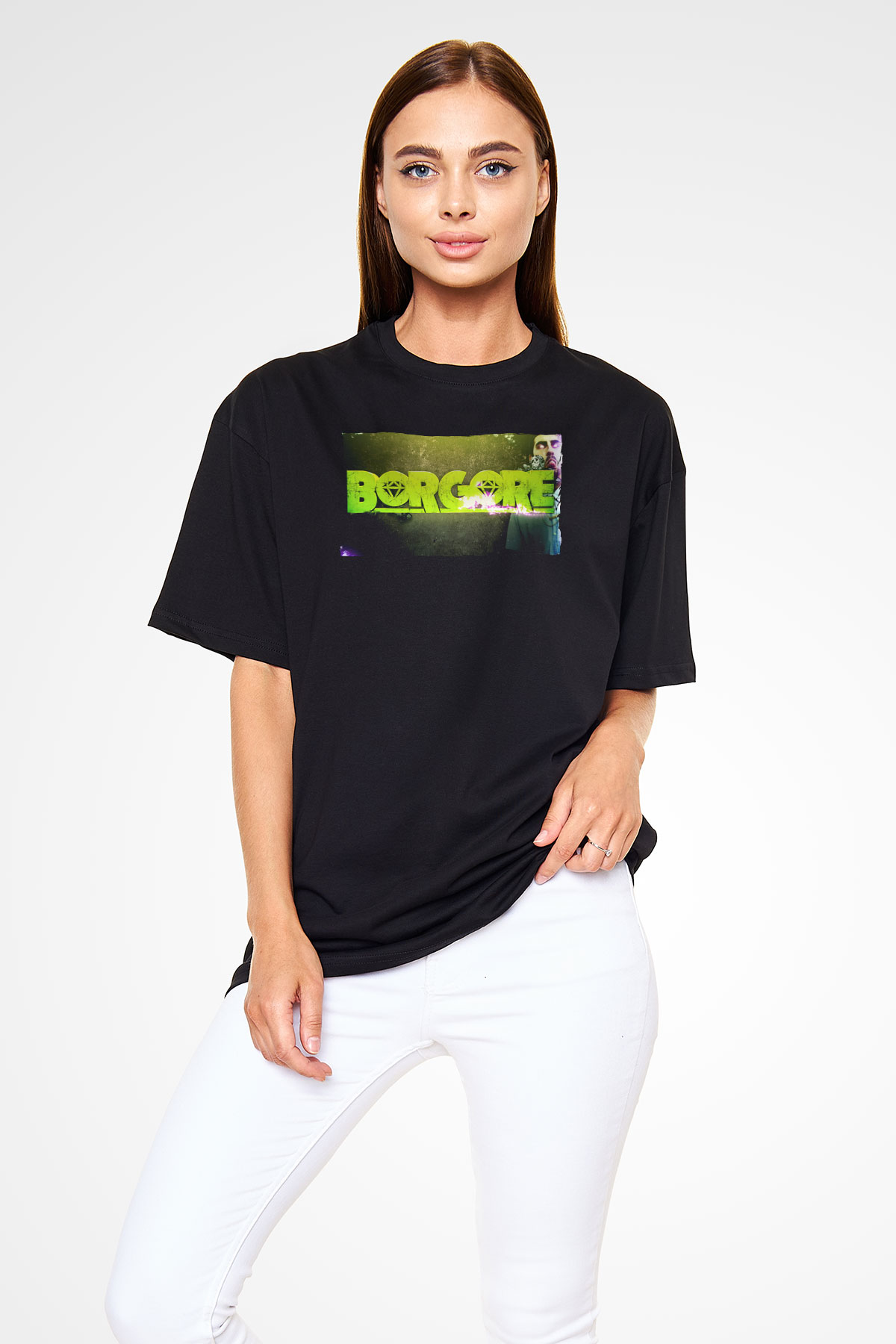 Borgore Siyah Oversize Tişört Oversize T-shirt - TişörtFabrikası