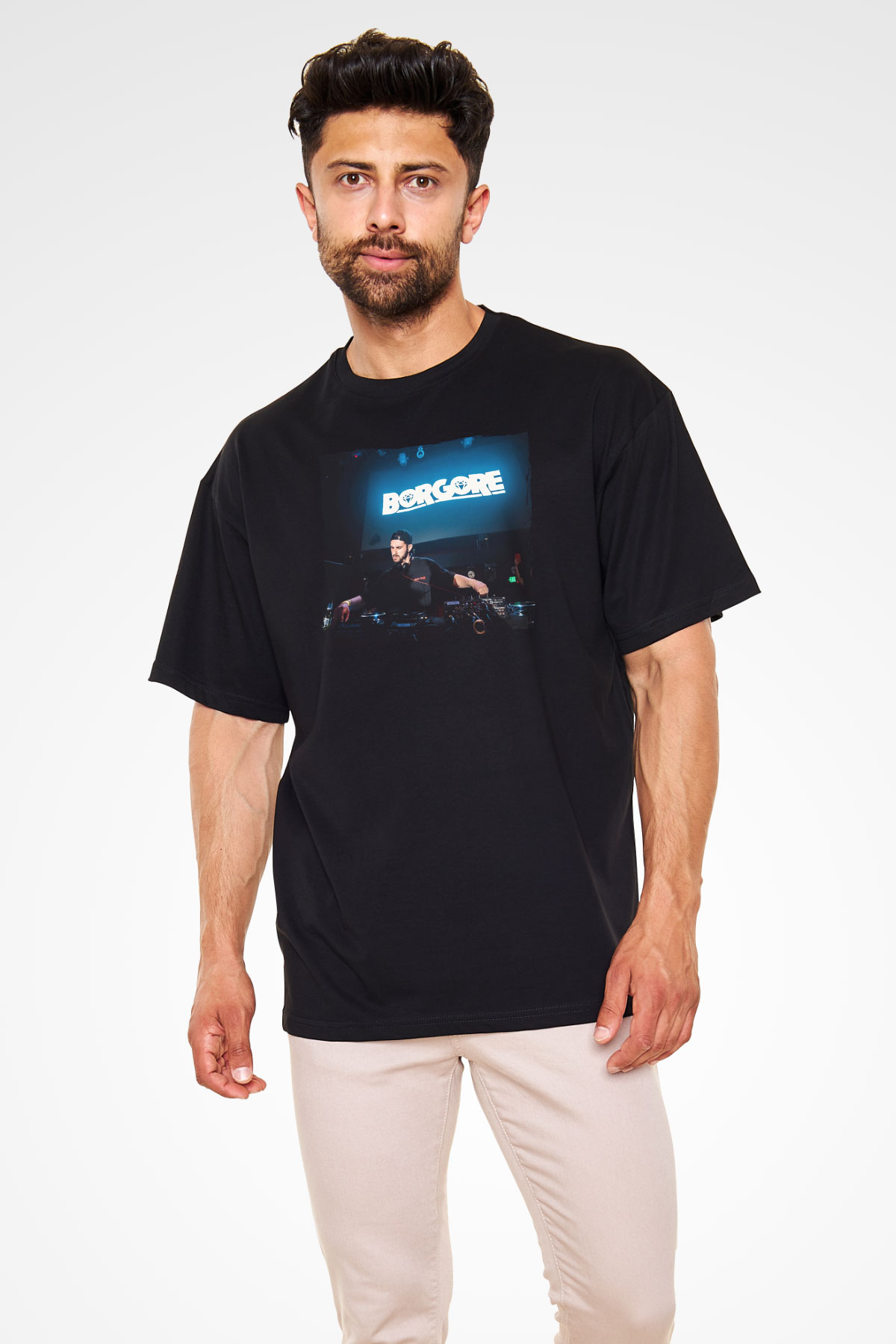 Borgore Siyah Oversize Tişört Oversize T-shirt - TişörtFabrikası