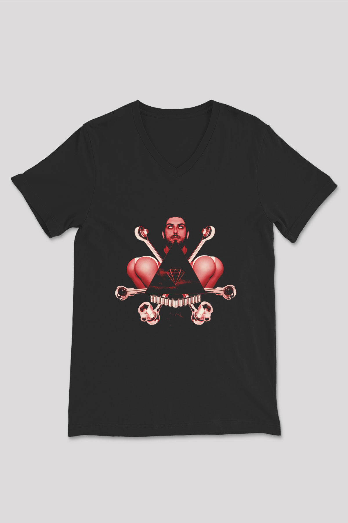 Borgore Siyah Unisex V Yaka Tişört