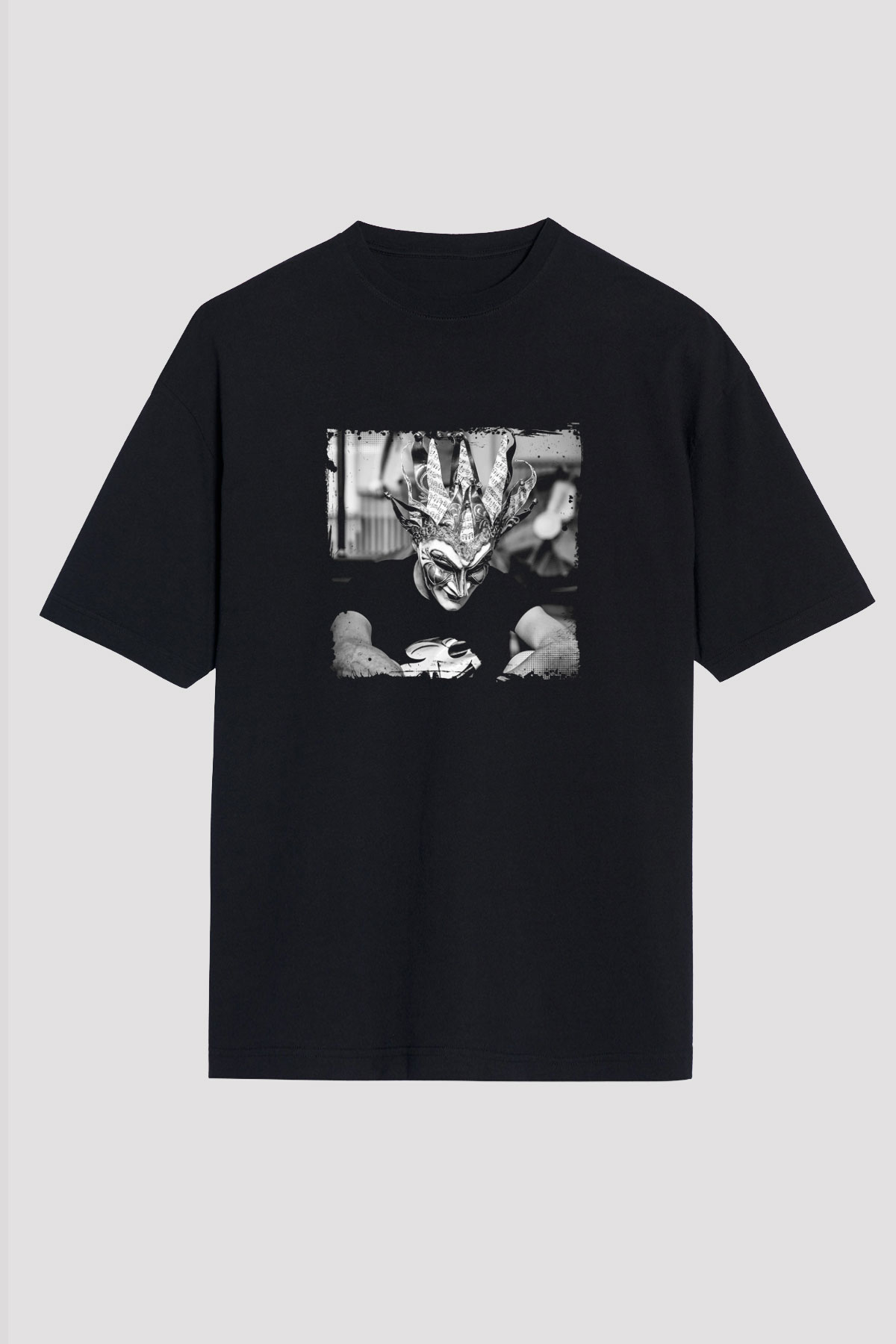 Boris Brejcha Baskılı Unisex Oversize Siyah Tişört