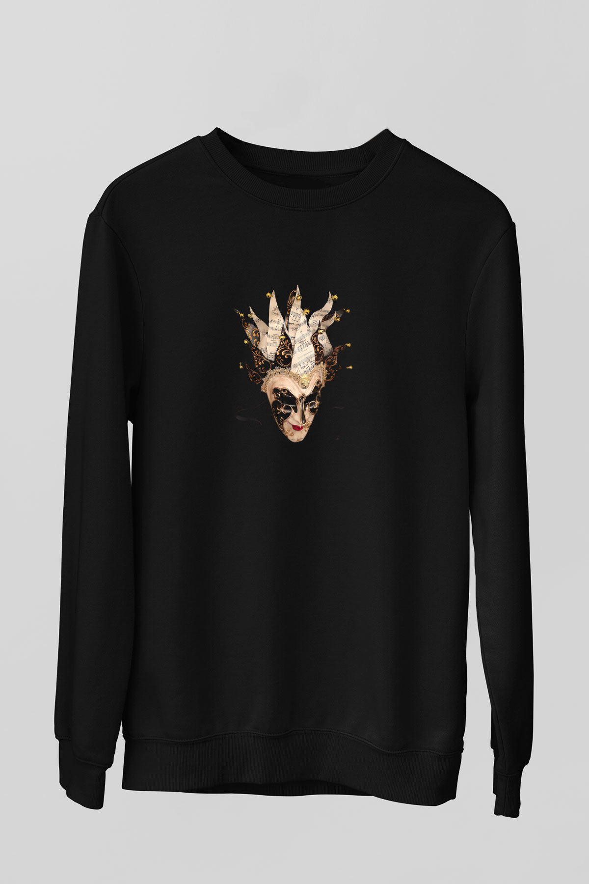 Boris Brejcha Baskılı Unisex Siyah Sweatshirt