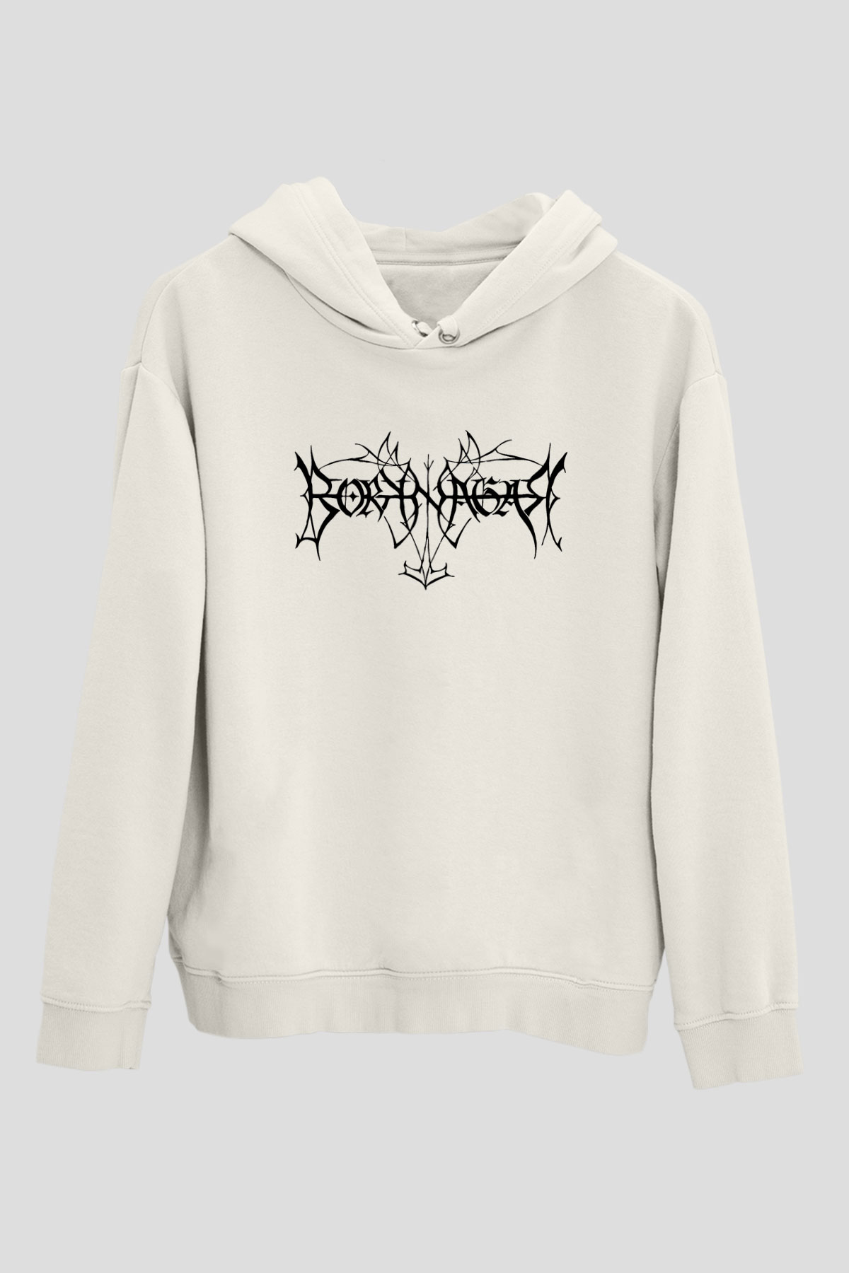 Borknagar Baskılı Beyaz Unisex Kapüşonlu Sweatshirt