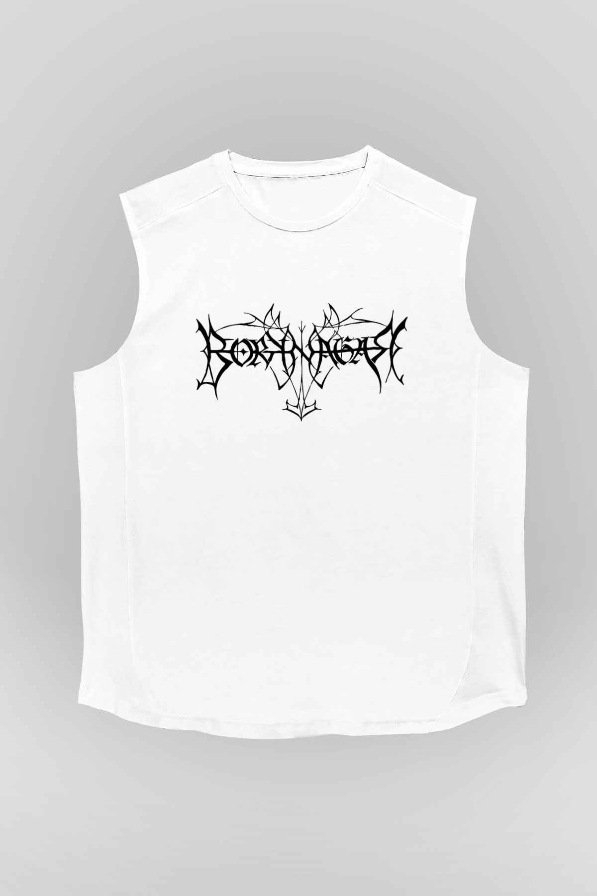 Borknagar Baskılı Beyaz Unisex Kolsuz Tişört - Tshirt