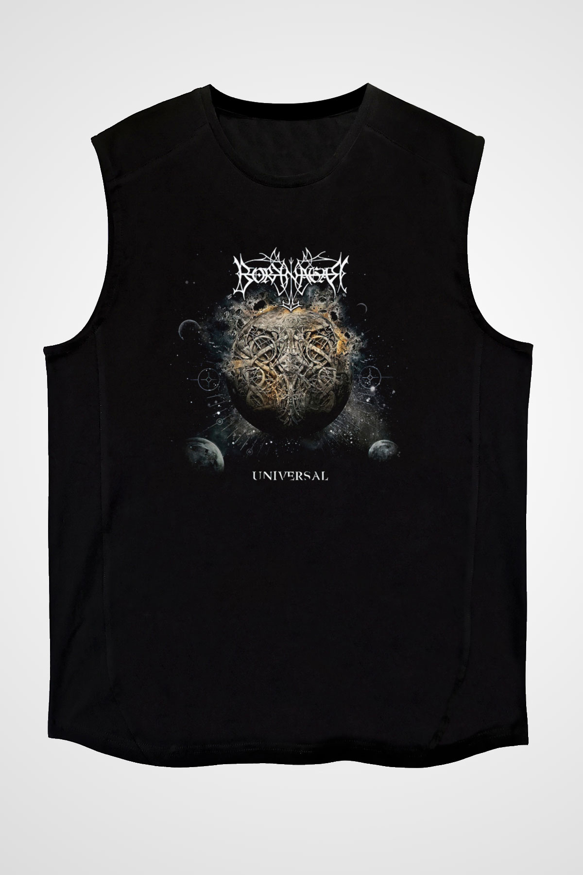 Borknagar Baskılı Unisex Siyah Kolsuz Tişört - Tshirt