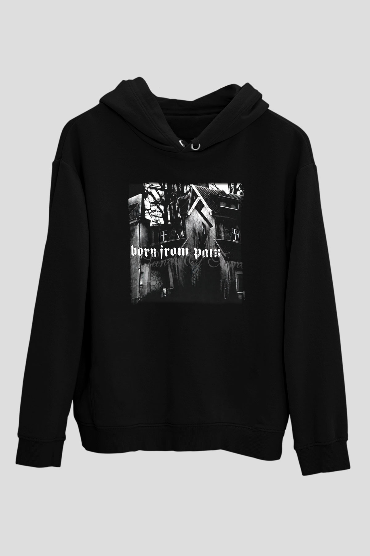 Born from Pain Siyah Unisex Kapüşonlu Sweatshirt