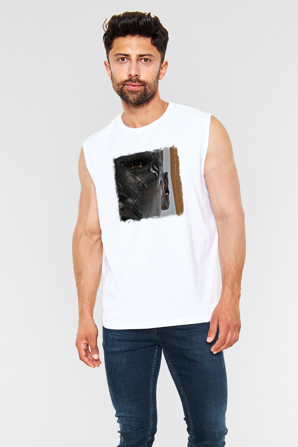 Born Of Osiris Baskılı Unisex Beyaz Kolsuz Tişört