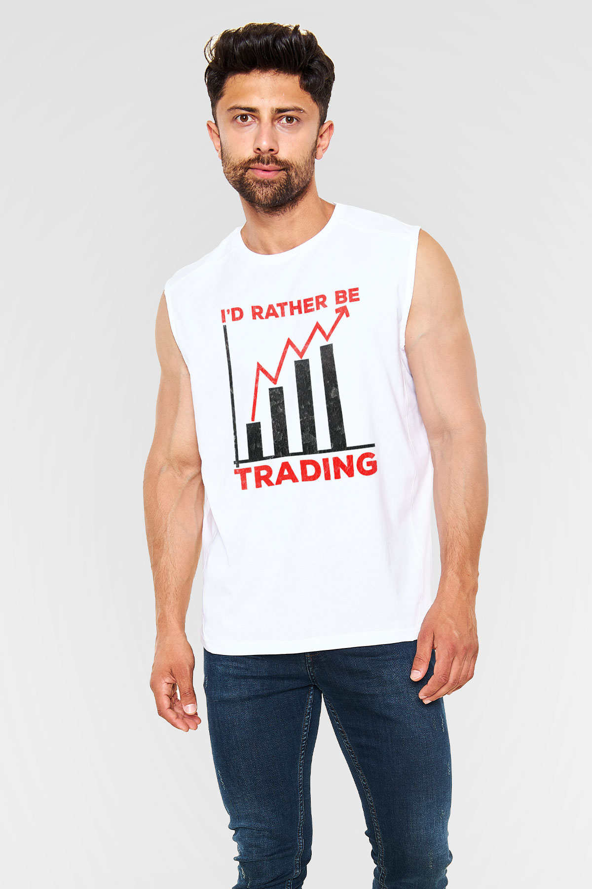 Borsacı Beyaz Unisex Kolsuz Tişört