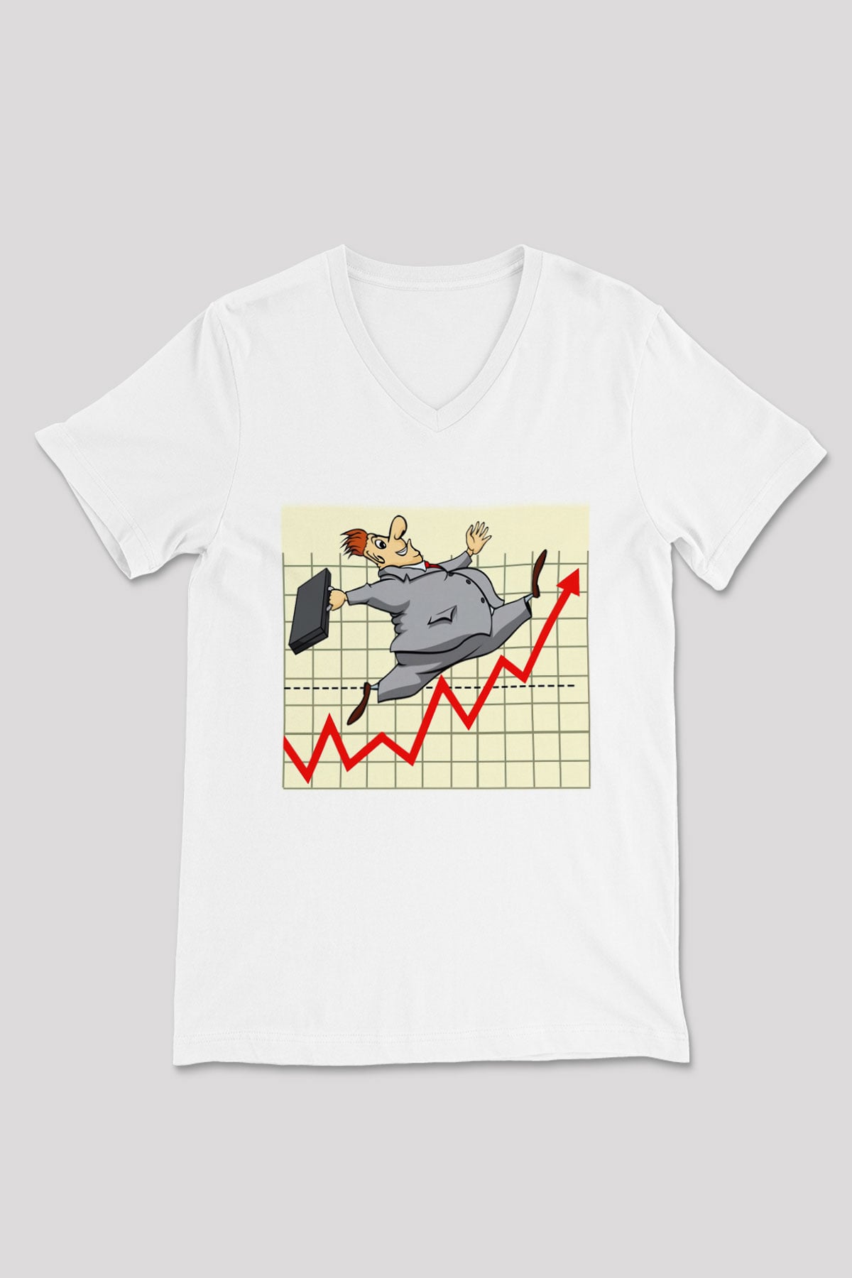 Borsacı Beyaz Unisex V Yaka Tişört T-Shirt