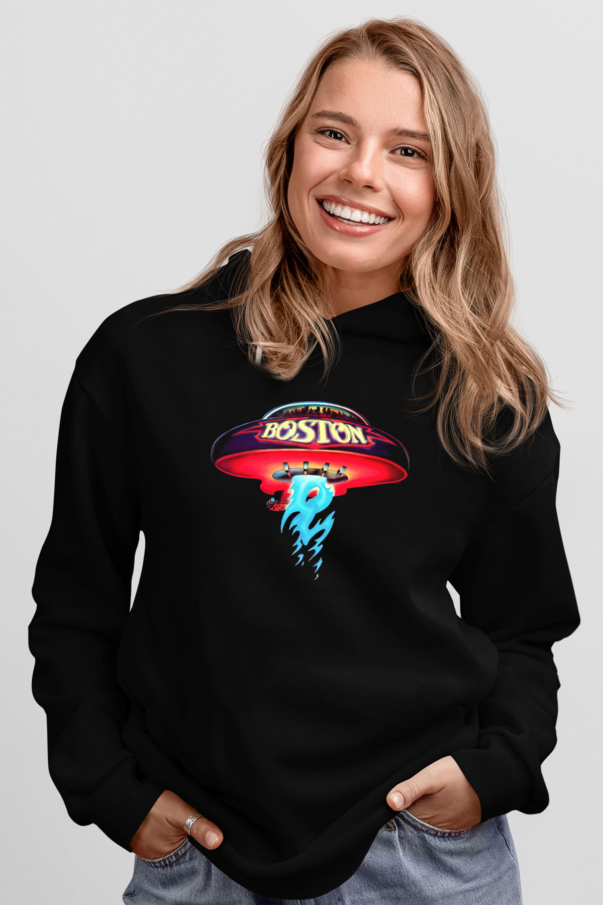 Boston Siyah Unisex Hoodie
