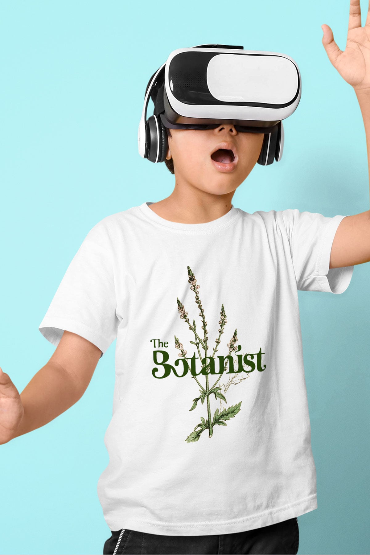 Botanikçi Baskılı Beyaz Unisex Çocuk Tişört
