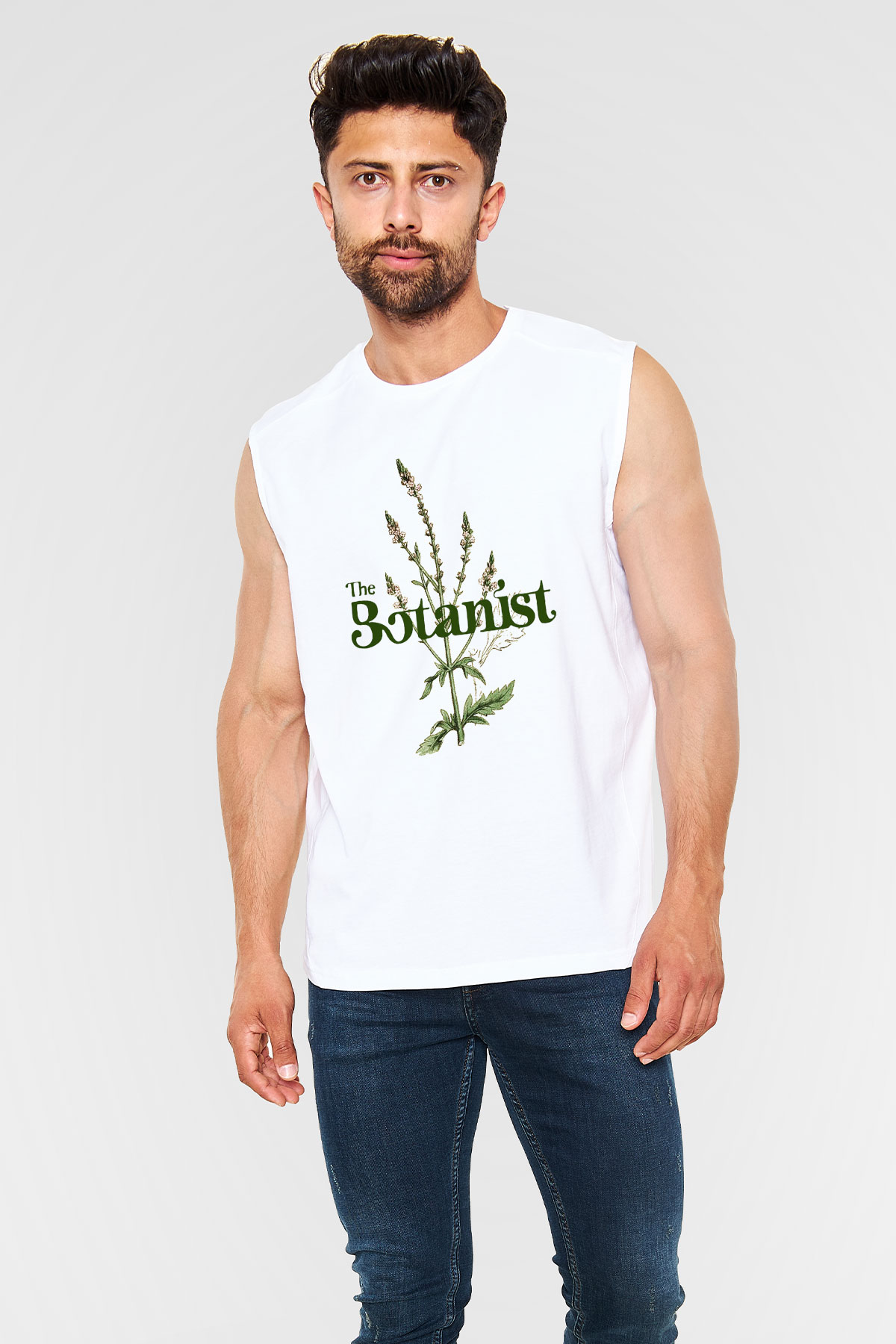 Botanikçi Beyaz Unisex Kolsuz Tişört