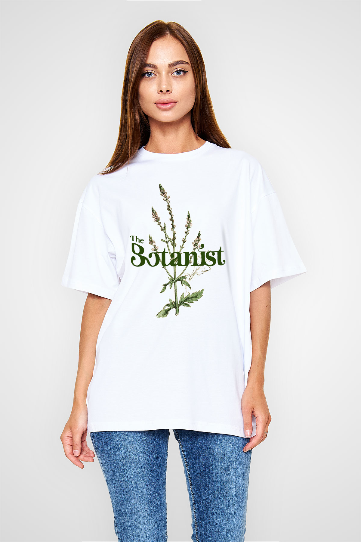 Botanikçi Beyaz Unisex Oversize Tişört T-Shirt