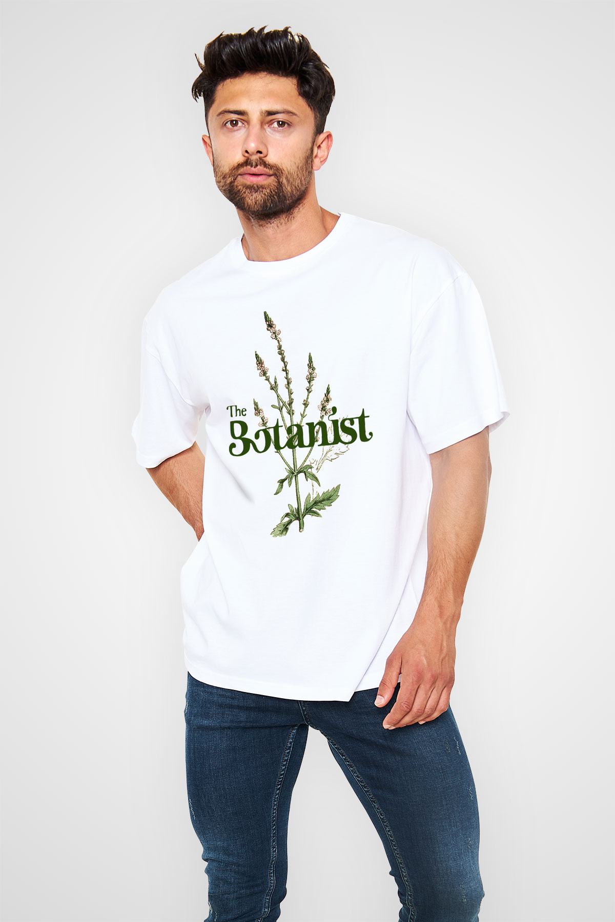 Botanikçi Beyaz Unisex Oversize Tişört T-Shirt