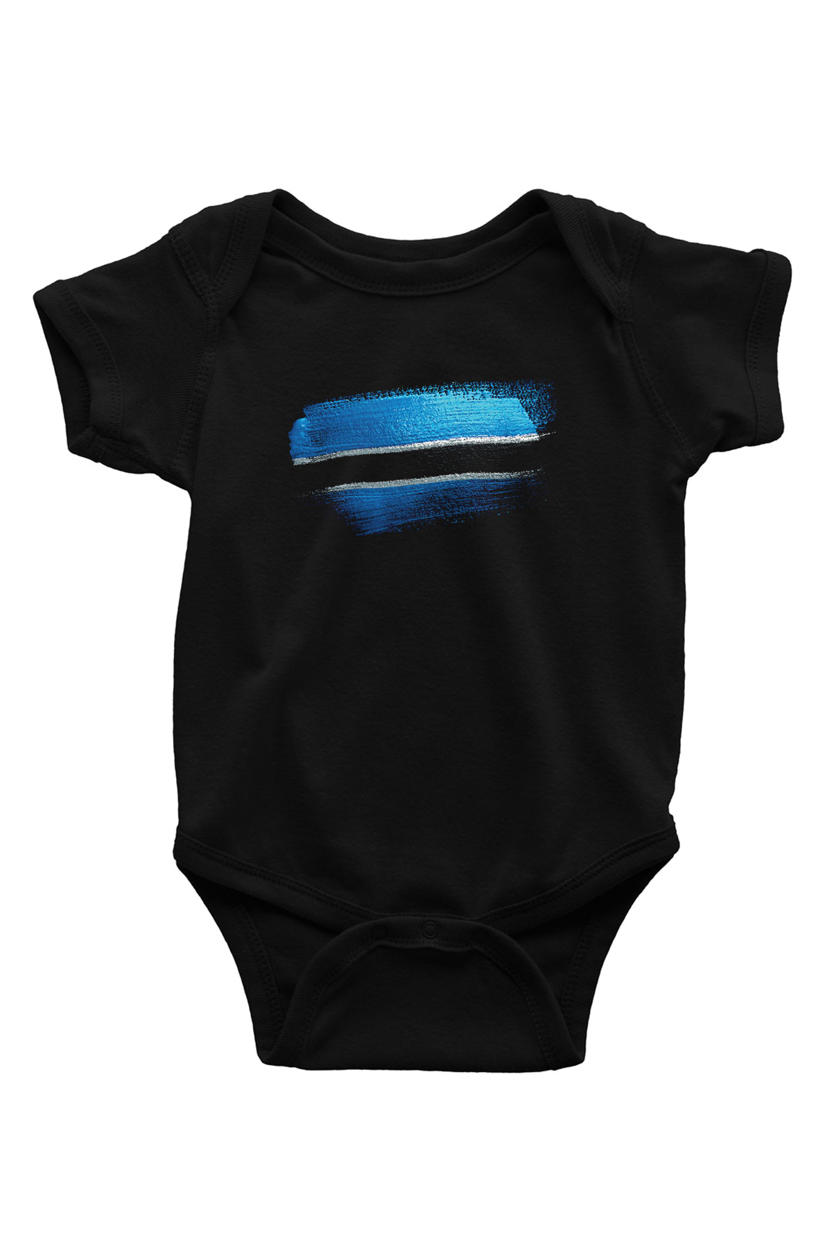 Botsvana - Botswana Bayrağı Baskılı Unisex Siyah Bebek Body - Zıbın