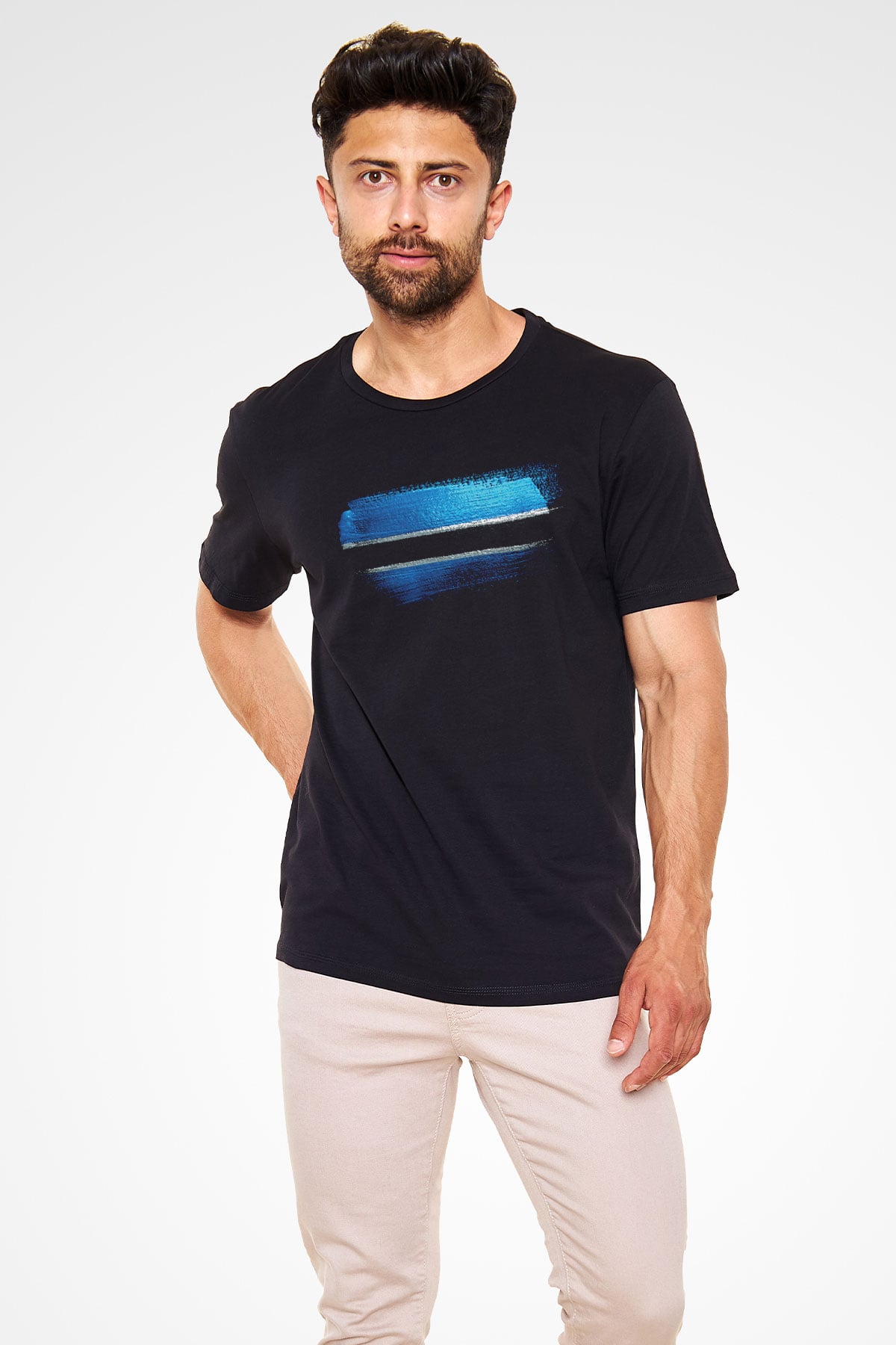 Botsvana - Botswana Bayrağı Baskılı Unisex Siyah Tişört