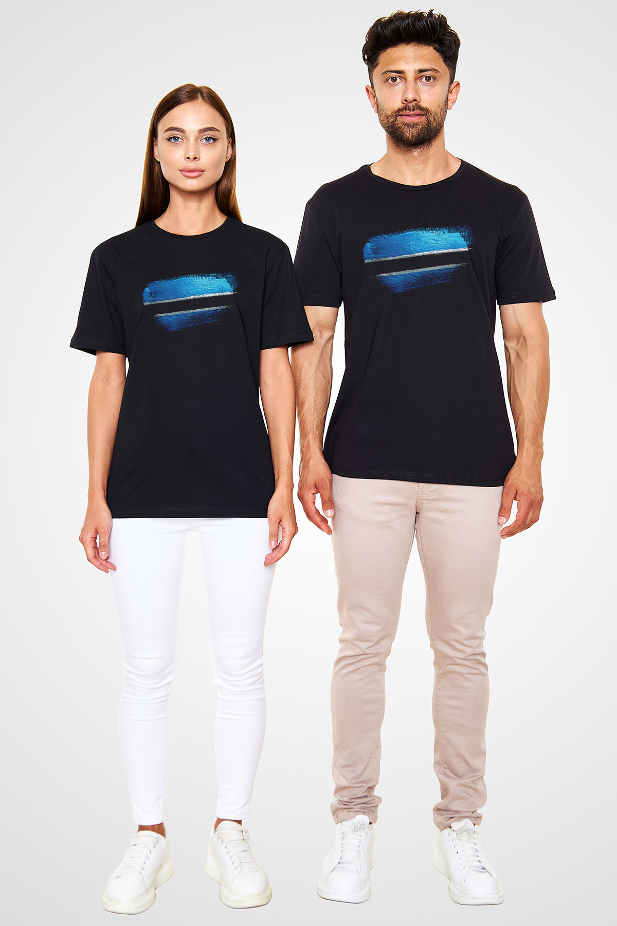 Botsvana - Botswana Bayrağı Baskılı Unisex Siyah Tişört